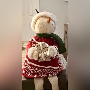 Festive Snowman with Red Sweater and Gift